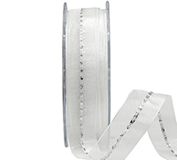 20mm SHEER with METALLIC STITCH-White-Silver