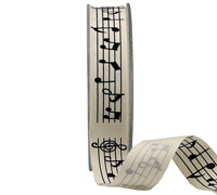 22mm COTTON TAPE MUSICAL NOTES-Natural Tape
