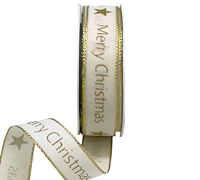 20mm MERRY CHRISTMAS STAR-Cream-Gold