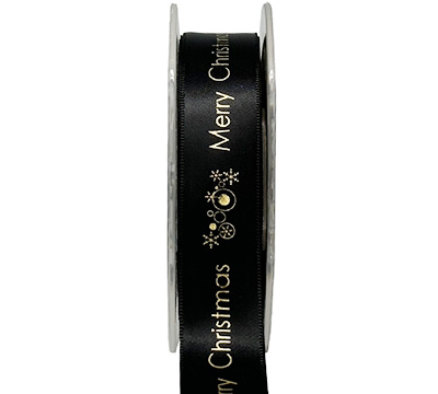 22mm MERRY CHRISTMAS PRINT-Black-Gold