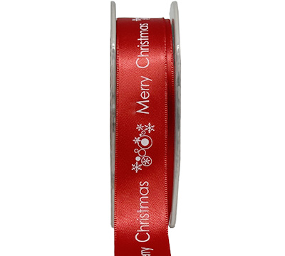 22mm MERRY CHRISTMAS PRINT-Red-White