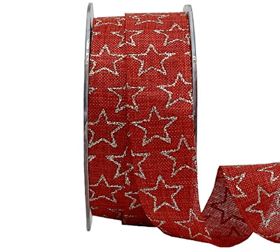 25mm CUT-EDGED STARS with GLITTER-Red-Gold