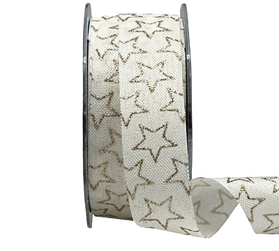 25mm CUT-EDGED STARS with GLITTER-White-Gold