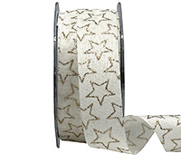 25mm CUT-EDGED STARS with GLITTER-White-Gold
