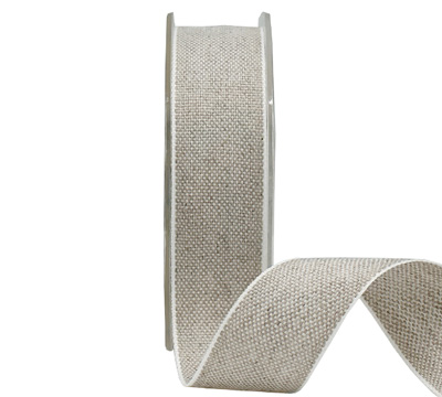 25mm LINEN WEAVE-Natural-White