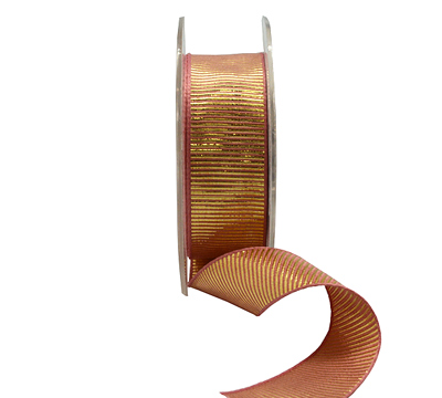 25mm RIBBED METALLIC-Peach-Gold