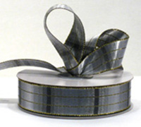 25mm METALLIC TARTAN-Silver-Gold