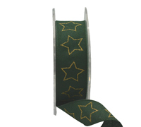 25mm WOVEN GLITTER STAR-Green-Gold