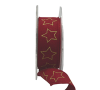 25mm WOVEN GLITTER STAR-Red-Gold