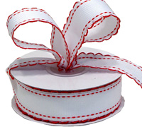 28mm SCALLOPED EDGE-White-Red