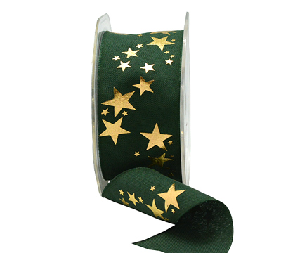 38mm METALLIC STARS-Moss-Gold