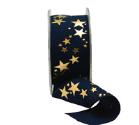 38mm METALLIC STARS-Navy-Gold
