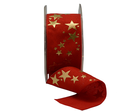 38mm METALLIC STARS-Red-Gold