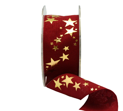 38mm METALLIC STARS-Scarlet-Gold