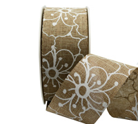 38mm PRINTED FLOWER WEAVE-Taupe-White