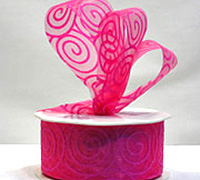 38mm CUT-EDGED ORGANZA SWIRLS-Hot Pink