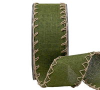 38mm WIRE-EDGED BLANKET STITCH-Moss-Natural