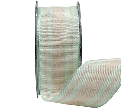 38mm WIRE-EDGED CANDY STRIPE-Peach-Mint
