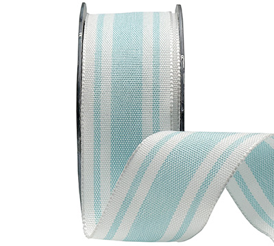 38mm WIRE-EDGED CANDY STRIPE-Tiffany-White
