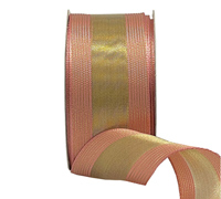 38mm WIRE-EDGED METALLIC SATIN MESH-Peach-Gold