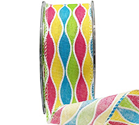 38mm WIRE-EDGED METALLIC RETRO-Lime-Yellow-Blue-Hot Pink