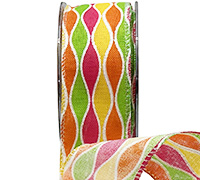 38mm WIRE-EDGED METALLIC RETRO-Orange-Lime-Yellow-Hot Pink