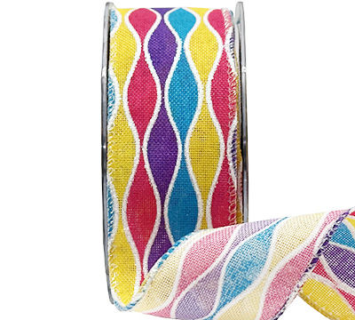38mm WIRE-EDGED METALLIC RETRO-Purple-Yellow-Blue-Hot Pink