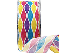 38mm WIRE-EDGED METALLIC RETRO-Purple-Yellow-Blue-Hot Pink