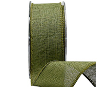 38mm WIRE-EDGED PLAIN WEAVE-Moss