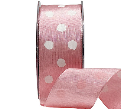 38mm WIRE-EDGED with WHITE SPOTS-Rose Pink