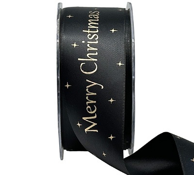 38mm CHRISTMAS TEXT-Black-Metallic Gold
