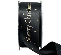 38mm CHRISTMAS TEXT-Black-Metallic Gold