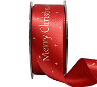 38mm CHRISTMAS TEXT-Red-Metallic Gold