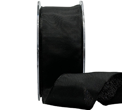40mm WIRED PLAIN TAFFETA-Black
