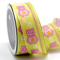 40mm WIRE-EDGED WISE OWL-Lime-Pink