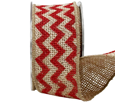 50mm CHEVRON PATTERN JUTE-Red