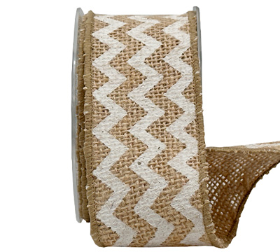 50mm CHEVRON PATTERN JUTE-White