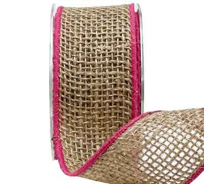 50mm COLOURED EDGE JUTE-Hot Pink