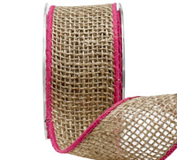 50mm COLOURED EDGE JUTE-Hot Pink