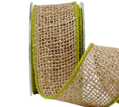 50mm COLOURED EDGE JUTE-Lime