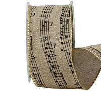 50mm WIRE-EDGED MUSICAL NOTES-Natural-Black