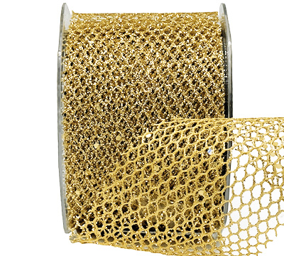 63mm  GLITTER MESH-Metallic Gold