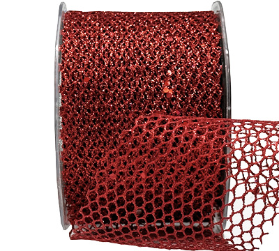 63mm  GLITTER MESH-Metallic Red