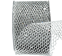 63mm  GLITTER MESH-Metallic Silver