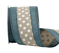 63mm NATURAL SPOTS with BORDER-Natural-Denim-White
