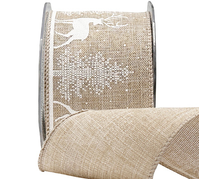 63mm WIRE-EDGED XMAS FOREST-Natural-White