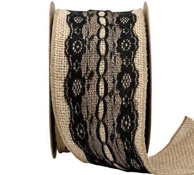 75mm JUTE with VINTAGE LACE-Natural-Black