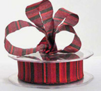 25mm CE MADRAS STRIPE-Red-Burgundy-Chocolate