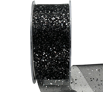 38mm CUT-EDGED ORGANZA GLITTER SPEC-Black