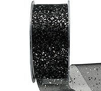 38mm CUT-EDGED ORGANZA GLITTER SPEC-Black